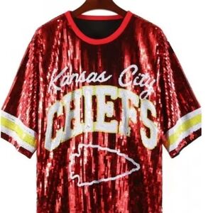 Red Sequin Kansas City Chiefs T-Shirt